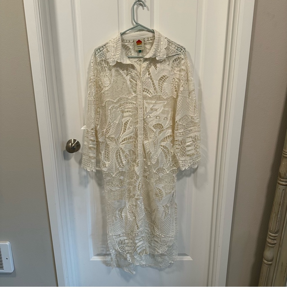 Farm Rio open knit long sleeve dress/coverup